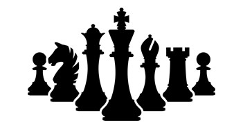 Vector chess pieces team isolated on white background. Silhouettes of chess pieces