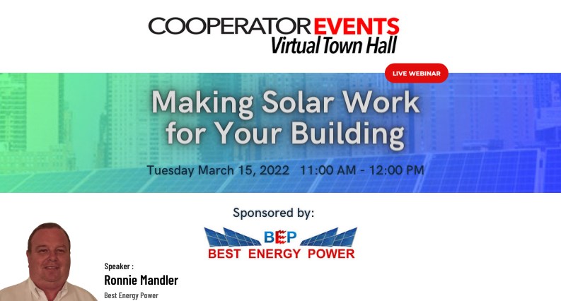 The CooperatorEvents Presents: Making Solar Work for Your Building - Cost Savings, Economic Incentives, Local Law Compliance, & Cleaner, Greener Energy