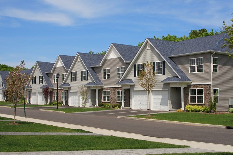 Row of new town homes waiting for occupancy
