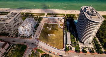 Aerial photo site of the collapsed Champlain Towers South in 2021