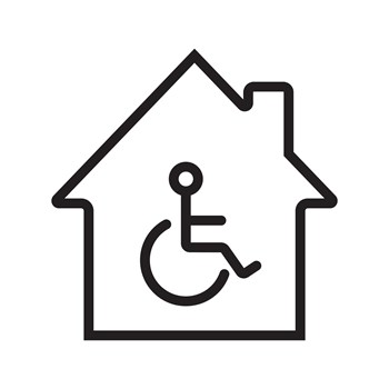 House with special facilities linear vector icons. Thin line. Handicap hospital
