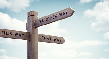When a Board Goes Bad Crossroad signpost saying this way, that way, the other way concept for lost, confusion or decisions