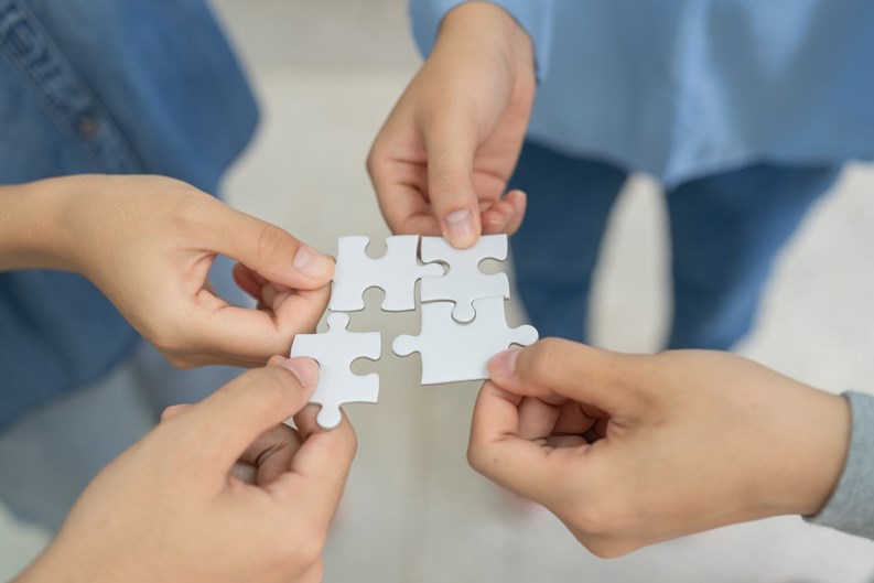 Business People Jigsaw Puzzle Collaboration Team Concept