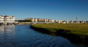 Condos and private docs on a waterway in New Jersey 