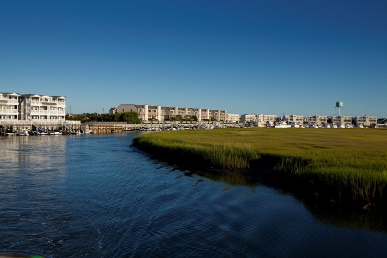 Condos and private docs on a waterway in New Jersey 