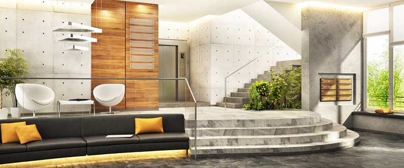 Entrance area in office building