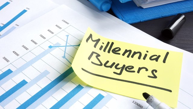 Millennial Buyers handwritten on a marketing report.