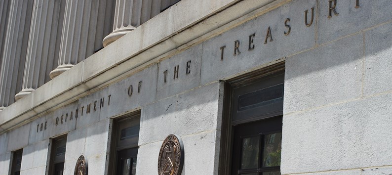 United States department of the treasury building in Washington D.C. 