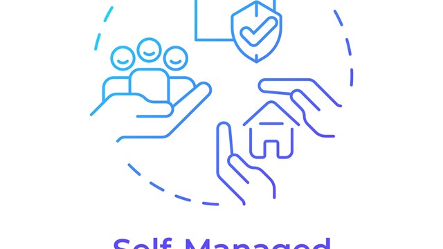 Self-managed HOA blue gradient concept icon. Property management, administrative services. Round shape line illustration. Abstract idea. Graphic design. Easy to use in infographic, presentation