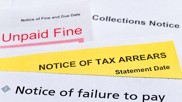 Debt collection, unpaid fines and tax arrears notices