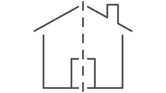 Division of property line icon isolated on white. Vector illustration