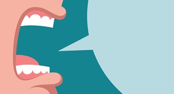Q&A: Verbal Harassment Wide-open mouth of angry screaming boss, and cloud for text